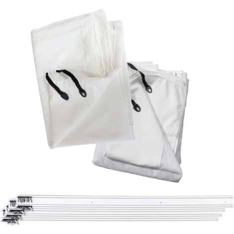 Paroi latérale pour Pergola HHG-384, set de 4 pièces + Moustiquaire Pavillon Paroi de remplacement, 4x3m blanc