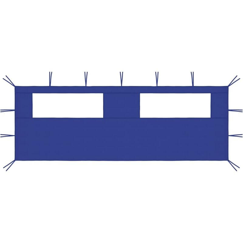Paroi latérale de belvédère avec fenêtres 6x2 m Bleu - Inlife