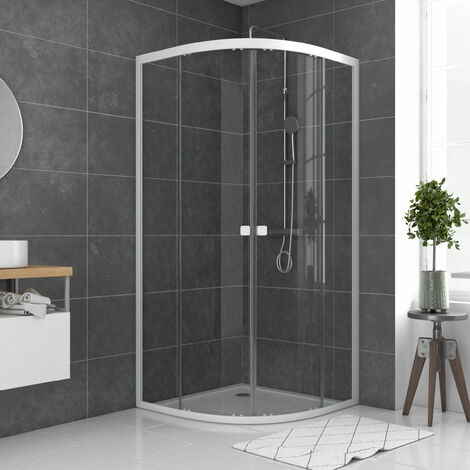 Paroi de douche Concerto quart cercle coulissant L 80 x H 195 cm profilé  blanc verre transparent - LA CENTRALE PRO