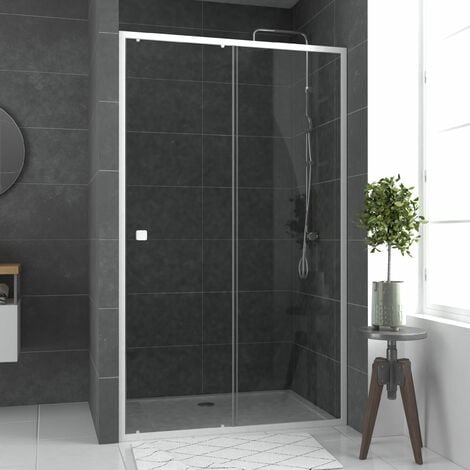 AURLANE paroi porte de douche coulissante blanc 120x185cm - extensible - whity slide 120