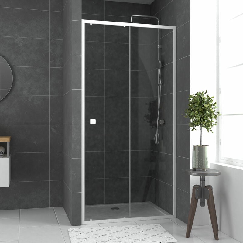 Paroi porte de douche Coulissante blanc 100x185cm - extensible - whity slide 100