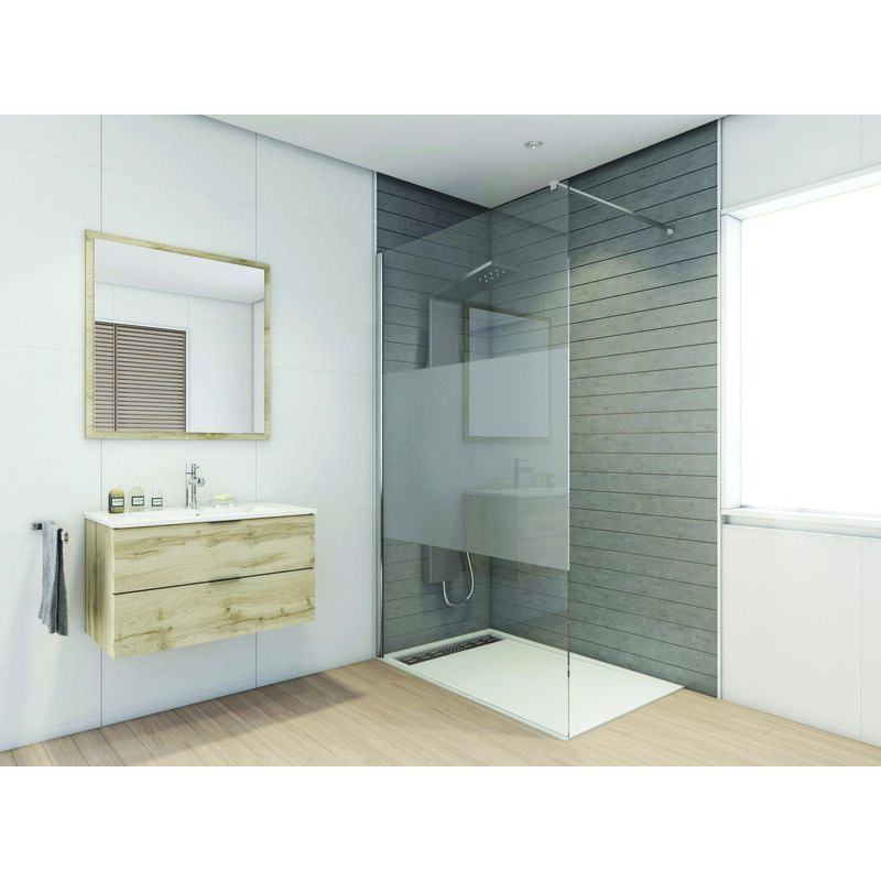 Ondee - Paroi de douche tuhina - Verre trempé 8mm - Sérigraphie Dépolie - 100x200cm