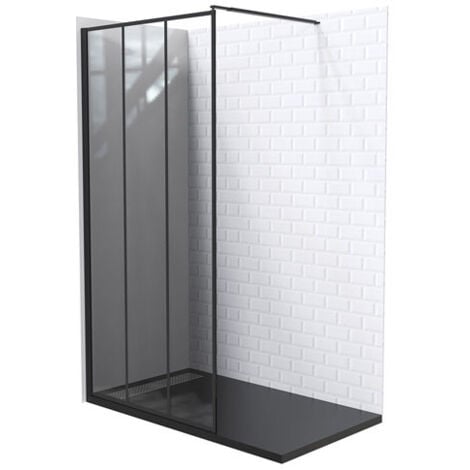 Paroi VERIA - Paroi 120x200x0,8cm - Verre trempé - Décor et finitions noir mat