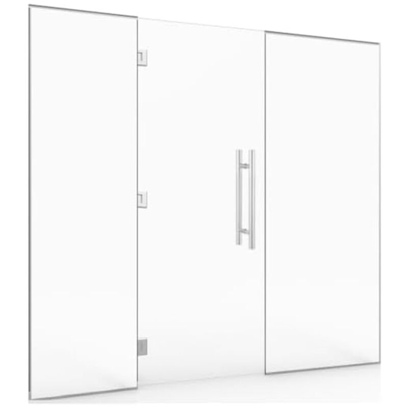 Paroi vitrée avec porte pour hammam et salle de bain 180 x 190 verre securit 8mm transparent