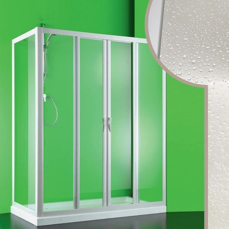 Cabine de douche coulissante 2 côtés angulaire en acrylique blanc h 185 cm