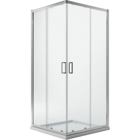 Parois cabine de douche angulaire h 185 ouverture coulissante verre opaque