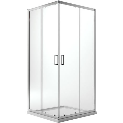 Parois cabine de douche angulaire verre transparent ouverture coulissante h 185