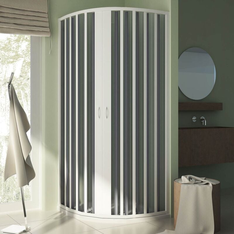 Idralite - Parois cabine de douche demi-circulaire en pvc accordéon h 185 mod. Sharp centrale 80X80 cm rayon 55