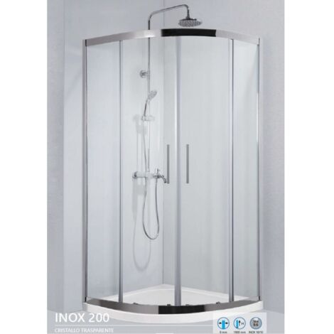 Parois de douche ¼ de cercle INOX 200 H. 190 cm-Transparent-Transparent--