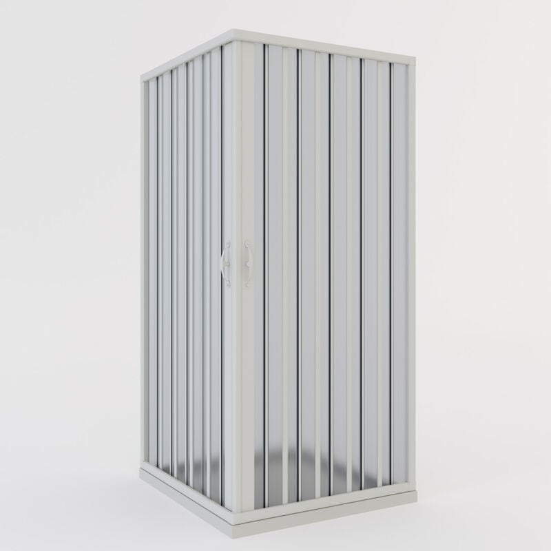 Idralite - Cabine parois de douche pliante en pvc réductible réversible h 185 mod. Aster avec ouverture Centrale 80x80 cm