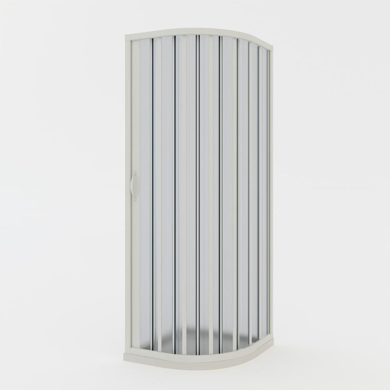 Cabine parois de douche 1/4 de cercle pliante en pvc rond réversible réductible h 185 mod. Loto avec ouverture Latérale 80x80 cm