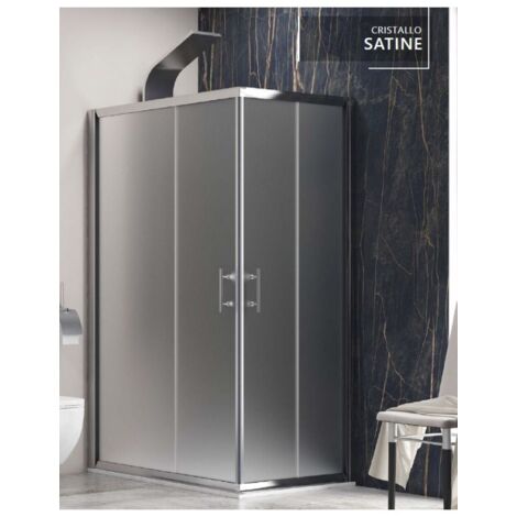 Parois de douche satinées carrées universelles FLORA 100 H. 190 cm-Transparent-Transparent--