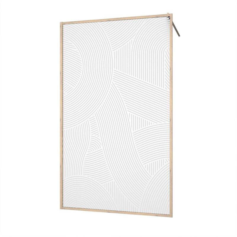 Paroi de douche Japandi en verre sérigraphié motif arrondi Marron Clair 120x200 cm