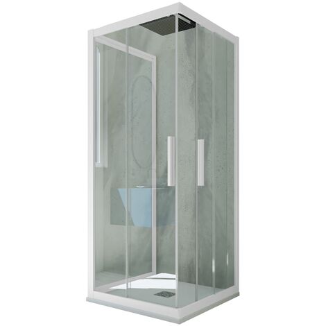 Parois douche 3 côtés 70x80 coulisse Blanc Matt Kolors Trio
