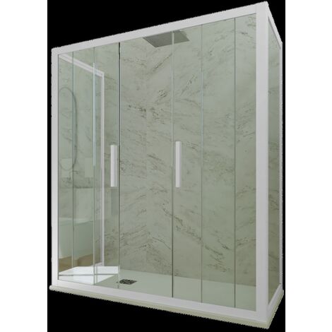 Parois douche 3 côtés 75x170 coulisse Blanc Star Trio