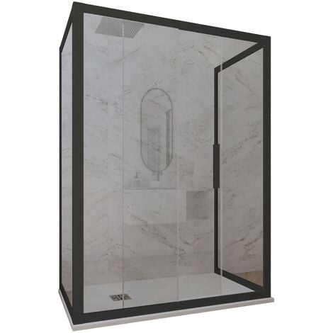 Parois douche 3 côtés 80x120 coulisse Noir Matt Deco Trio