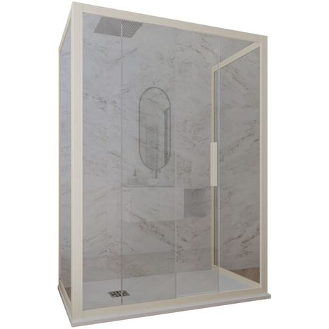 Parois douche 3 côtés 90x140 coulisse Champagne Deco Trio