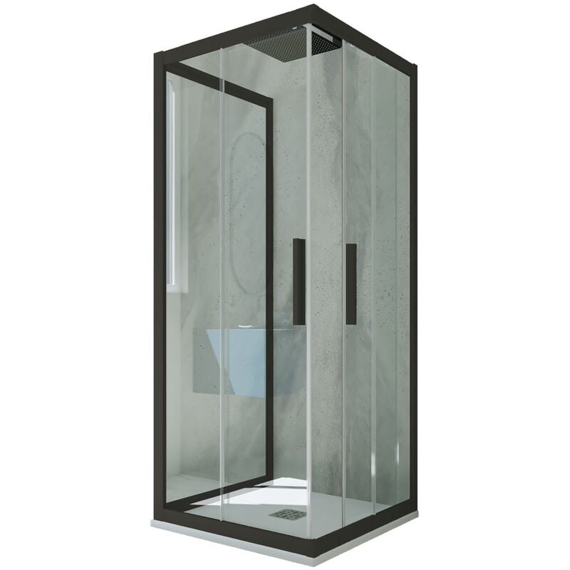 Forte - Parois douche 3 côtés 90x120 coulisse Noir Matt Kolors Trio