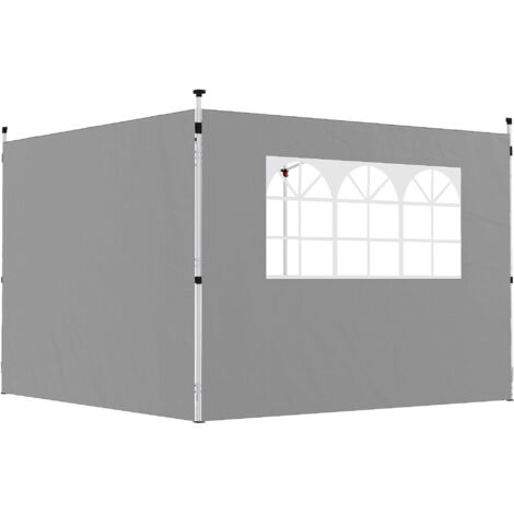 Parois latérales pour tonnelle 3 x 3 m panneaux pour pavillon avec fenêtre lot de 2 tissu Oxford gris clair