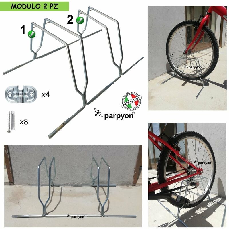 Image of Porta biciclette da terra n. 2 rastrelliera biciclette, porta bici - Parpyon