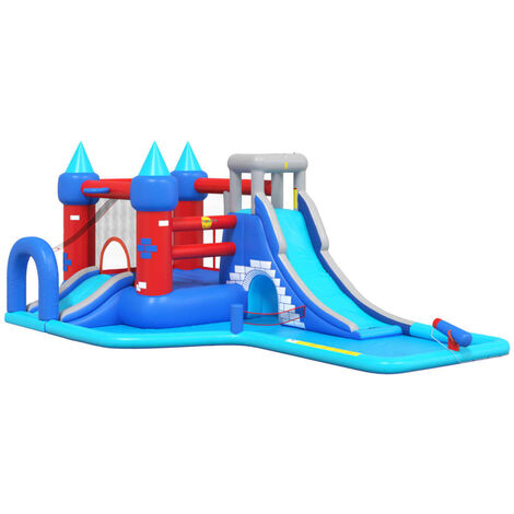 Parque de agua inflable con tobogán PVC 590x390x225 cm Happy Hop - Multicolor