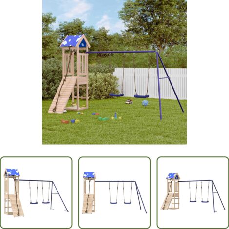 Parque de juegos -  Parque infantil de exterior de madera maciza de pino