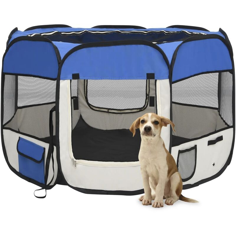 

Parque de perros plegable y bolsa de transporte azul 90x90x58cm - Azul