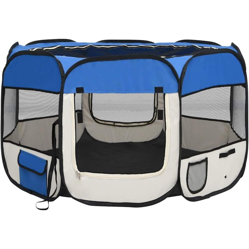 

vidaXL Parque de perros plegable y bolsa transporte azul 110x110x58cm - Azul