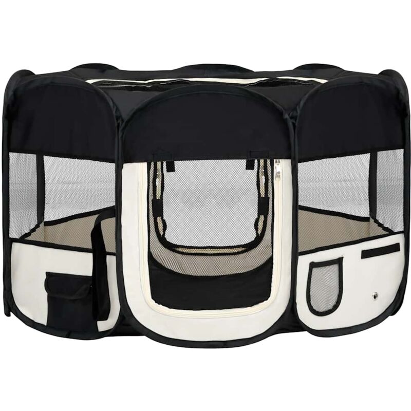 

Parque de perros plegable y bolsa transporte negro 125x125x61cm - Negro - Vidaxl
