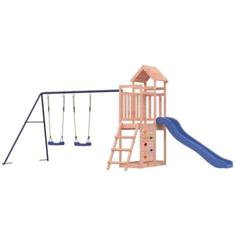 Parque infantil al aire libre columpios para escalar tobogán columpios resistentes juegos de jardín 505 x 186 x 214 cm madera maciza de abeto Douglas