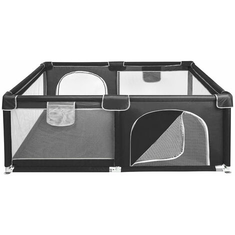 Parque Infantil Bebe Plegable 120 x 160 x 66CM Parque de Juegos para Bebé, Con Malla Transpirable en Los Cuatro Lados y Ventosas, Negro