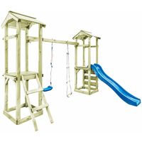 Parque infantil con escalera, tobogán y columpio de madera FSC