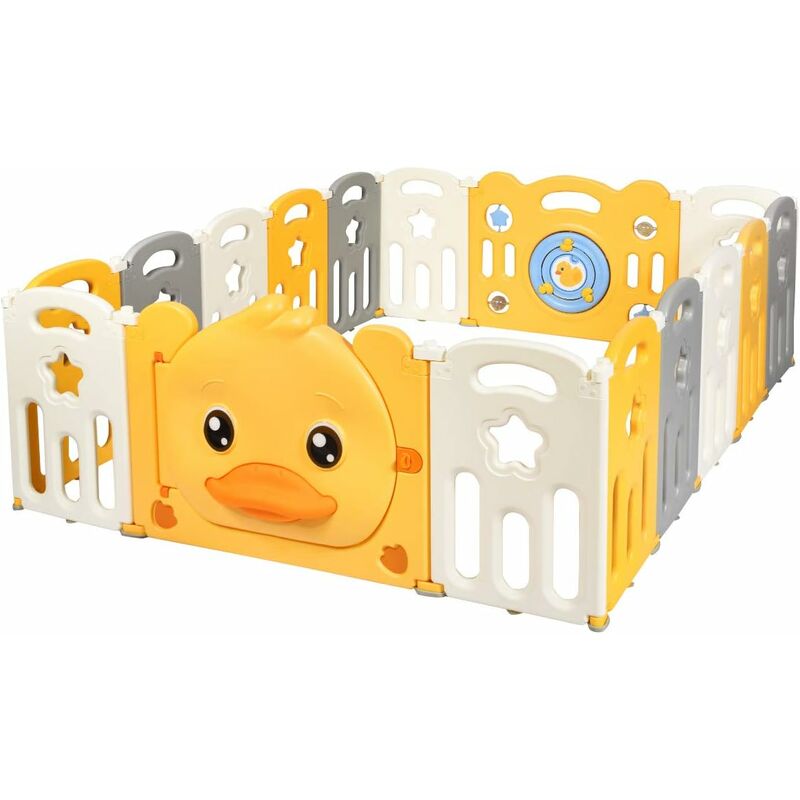 

Parque Infantil con Puerta y Tablero de Juguetes Centro Actividad con Cerradura de Seguridad con Almohadillas Antideslizantes y Ventosas (16 paneles)