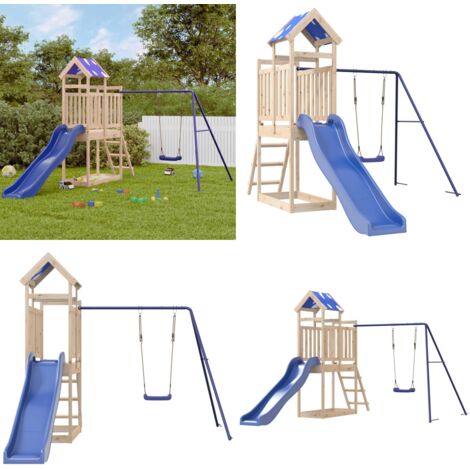 Parque infantil de exterior de madera maciza de pino - Parque de juegos - Tobogán