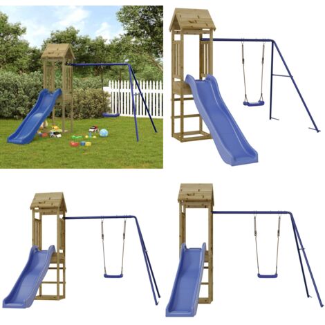Parque infantil de exterior madera de pino impregnada - Casita de madera - Juegos para niños
