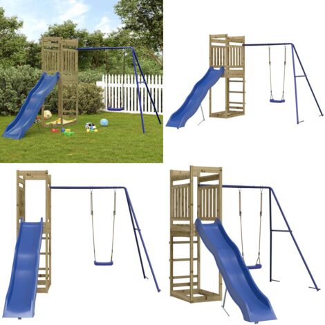 Parque infantil de exterior madera de pino impregnada - Parque de juegos - Tobogán