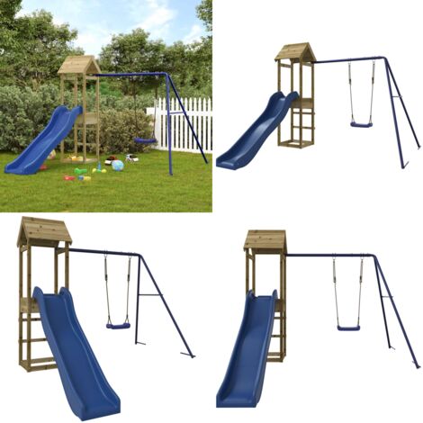 Parque infantil de exterior madera de pino impregnada - Parque infantil de madera - Tobogán para niños