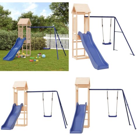 Parque infantil de exterior madera maciza de pino - Parque infantil de madera - Casa de juegos para niños
