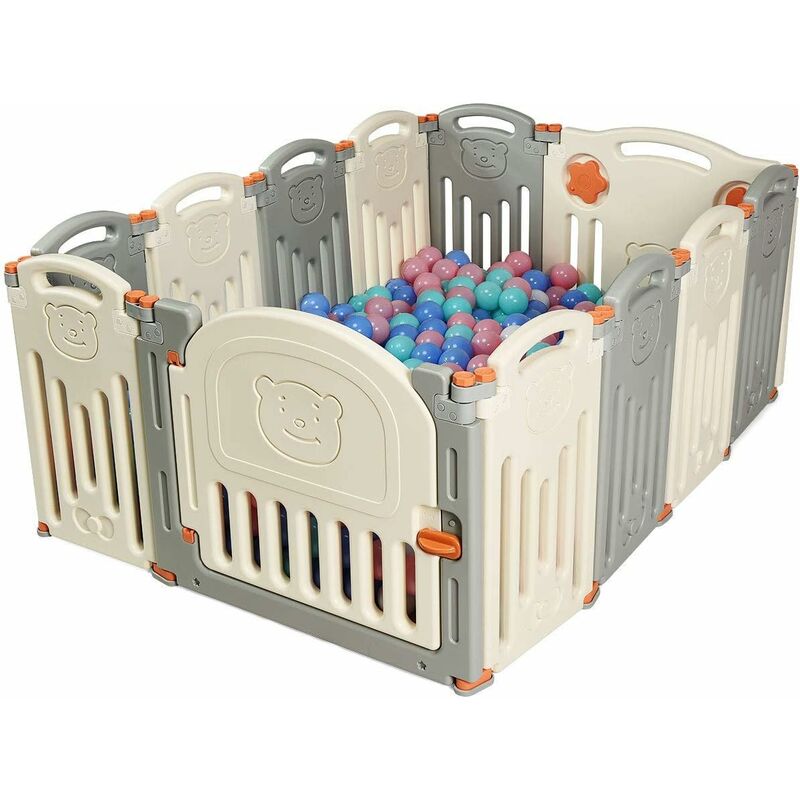 

Parque Infantil para Bebé de HDPE 12 Panel Barrera de Seguridad con Cerradura Base de Ventosa