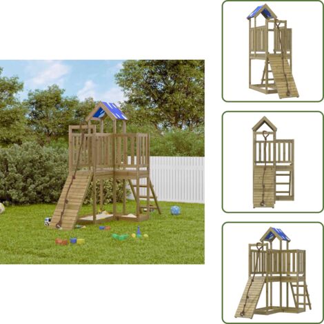 Parque infantil para patio - vidaXL Parque infantil de exterior madera de pino impregnada - Parque infantil con escalera