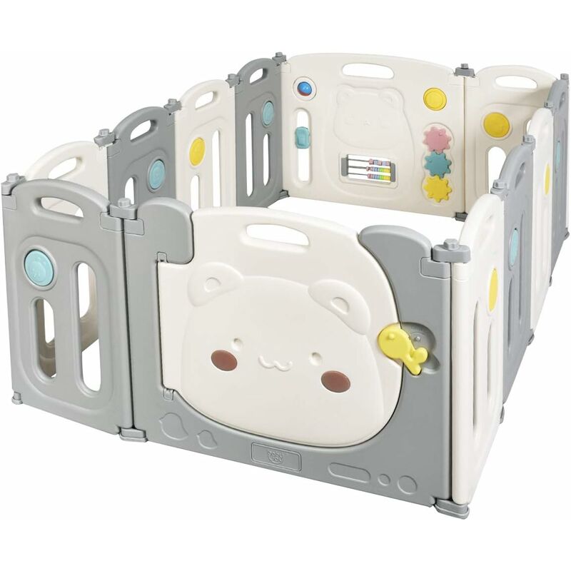 

Costway - Parque Infantil Plegable con 12 Paneles de HDPE Centro de Actividad para Niños Puerta con Cierre Juguetes de Diversión