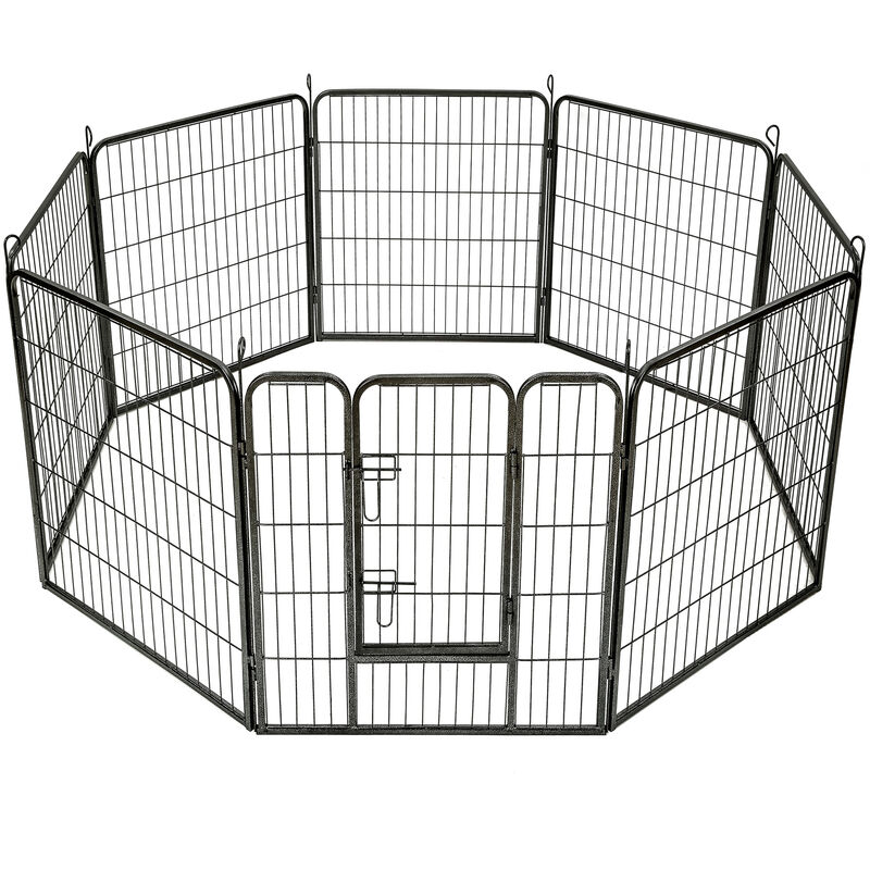 

Tectake - Parque para cachorros 8 vallas - parque para perros con rejas de acero, accesorios para criar mascotas en casa, parque plegable para