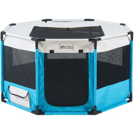 Parque para perros 112 x 112 x 62 cm azul beige 030010233