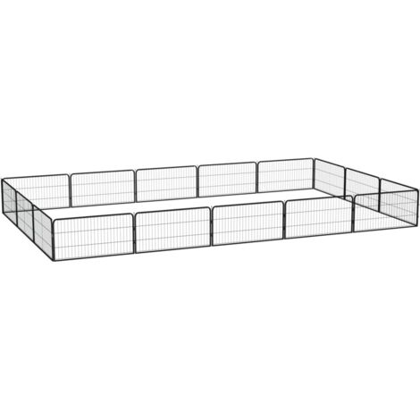Parque para perros 16 paneles 100 x 50 cm acero con recubrimiento de polvo negro 020043611