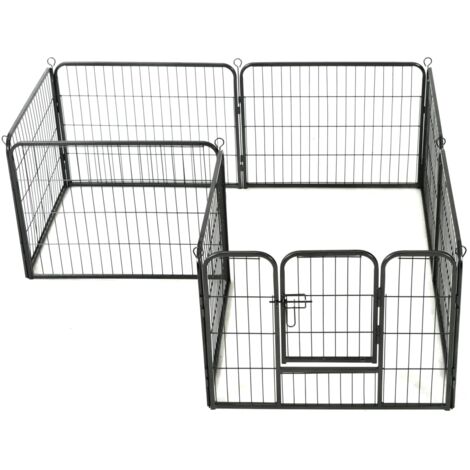 Parque para perros 8 paneles de acero 60 x 80 cm recinto para perros negro 020000566