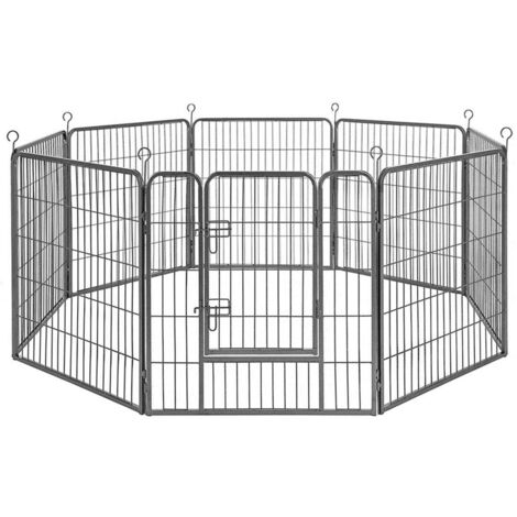 Parque para perros cachorros y mascotas 8 paneles 80 x 80 cm negro 120006328