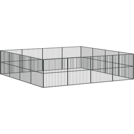 Parque para perros con 16 paneles de acero galvanizado negro 020043609