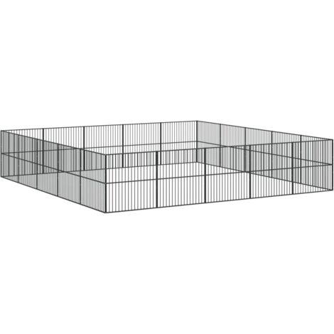 Parque para perros con 20 paneles de acero galvanizado negro 020043615