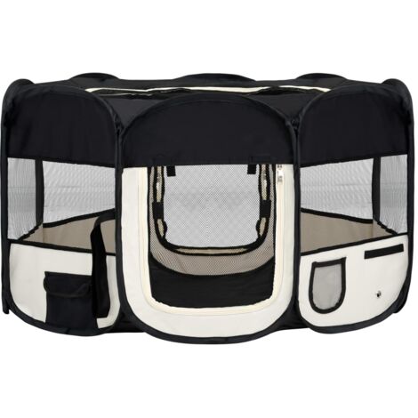 Parque para perros plegable con bolsa de transporte 145 x 145 x 61 cm negro 020001729