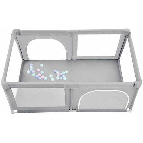 Parques de Juegos para Bebé con 50 Bolas 180 x 120 x 66CM Parque infantil bebe, Interior y exterior parque de juegos bebe, Centro de Actividades Infantiles, Gris claro